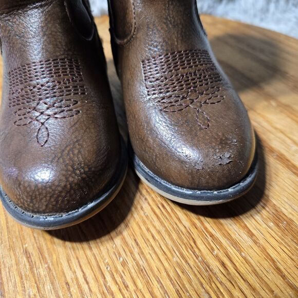 Cat & Jack Memphis Kids Size 7C Little Kids Western Brown Toddler Cowboy Boots - Picture 3 of 11